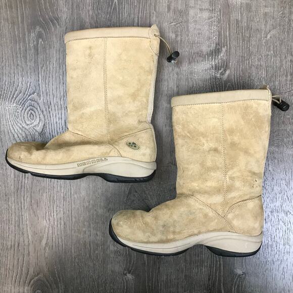 Merrell Boots Natural Shearling Winter Slip On Womens Size 6.5 - Picture 2 of 10